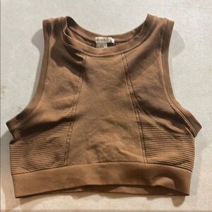 Bozzolo Tan Ribbed Knit Top